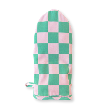 Pink and Teal Oven Mitt