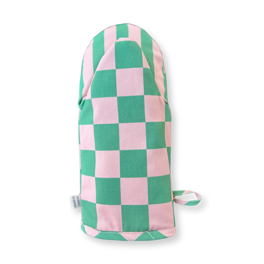 Pink and Teal Oven Mitt