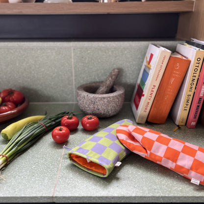 Pink and Orange Oven Mitt